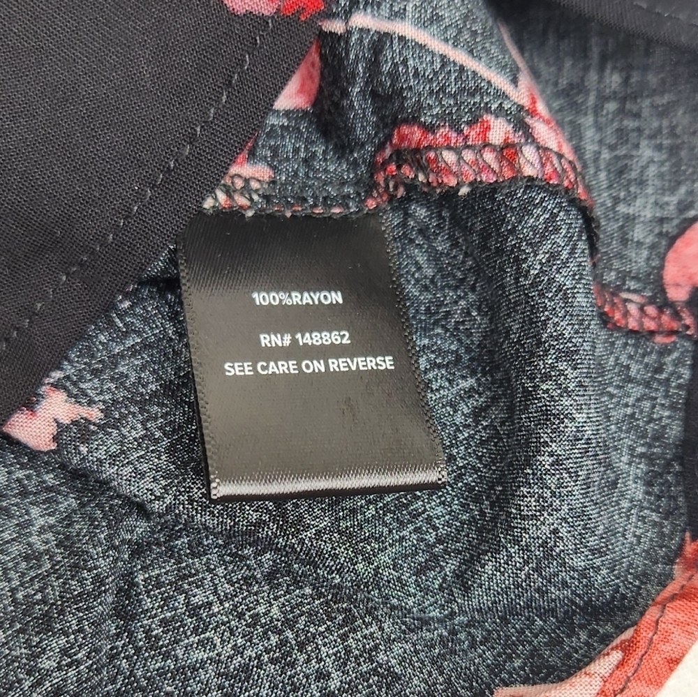 Torrid Black Challis Ruffle Trim Pullover Top/ Floral Print Flowy Blouse - Picture 7 of 10